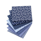 Tissus Fat Quarter bleu marine basiques, lot de 7